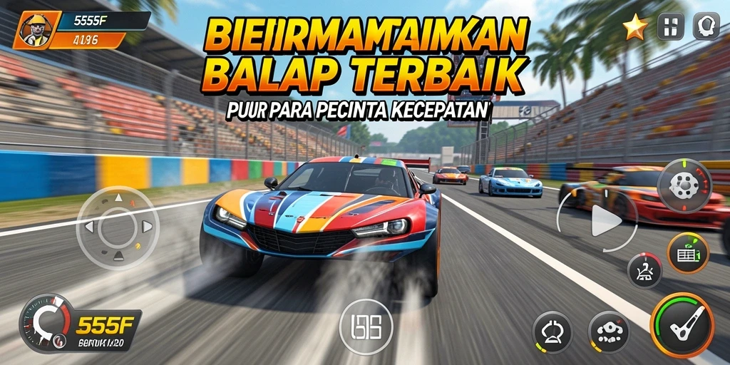 Tampilan gameplay balap yang menegangkan di 555F.