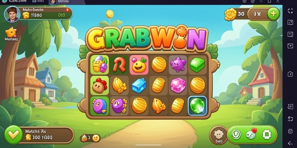 Tampilan gameplay seru dari GRABWIN menunjukkan kecocokan elemen.
