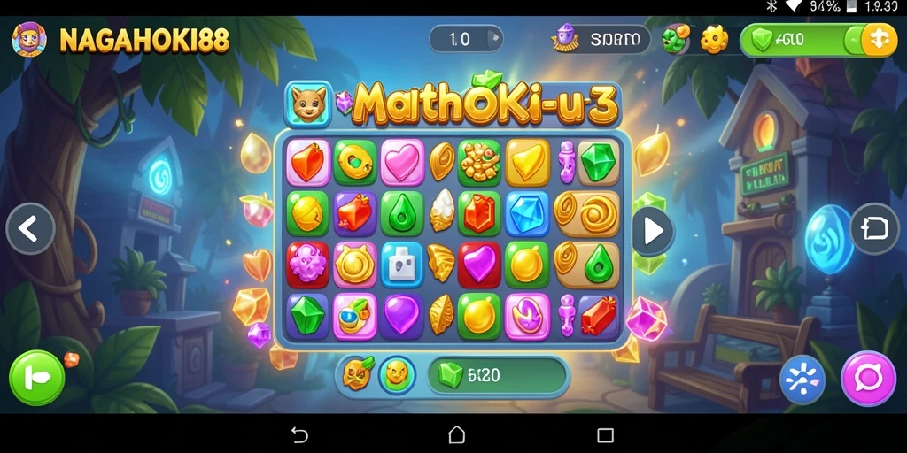Screenshot gameplay NAGAHOKI88 yang menampilkan tantangan Match-3.