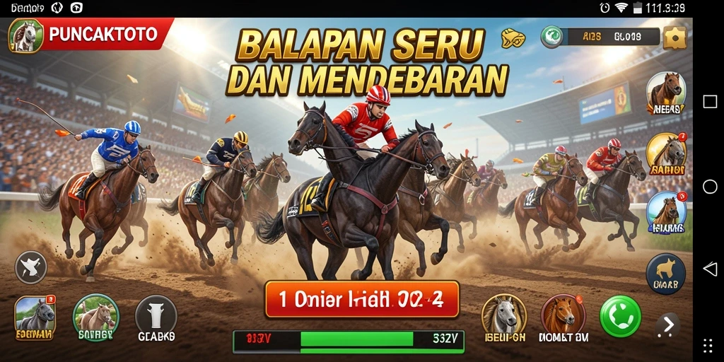 Screenshot PUNCAKTOTO menampilkan pengalaman gameplay balapan yang mendebarkan.