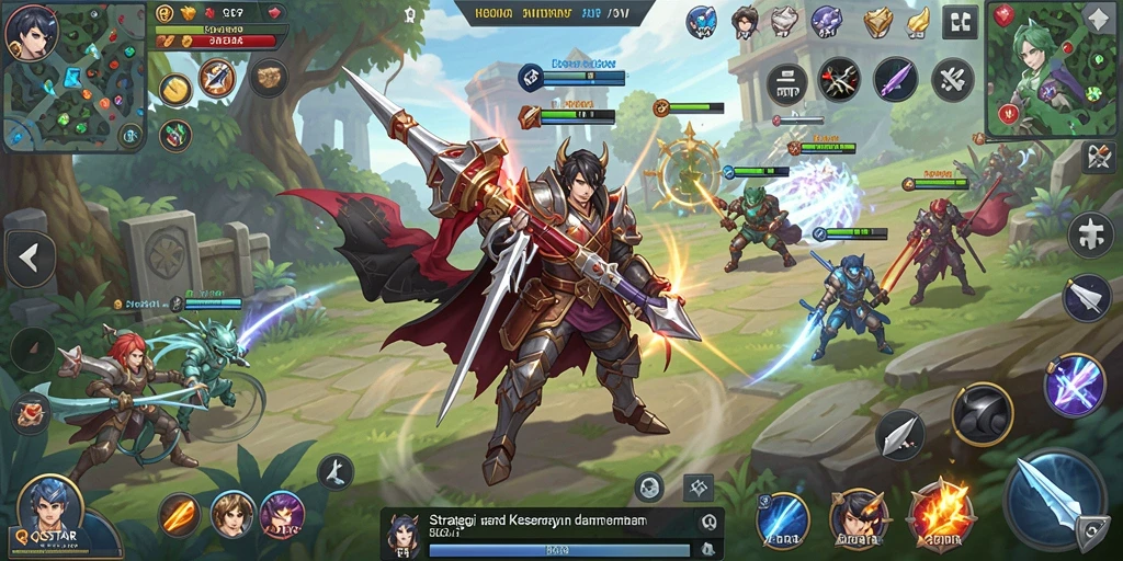 Screenshot mendemonstrasikan intensitas gameplay strategi SLG QQSTAR.