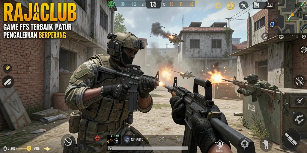 Screenshot menunjukkan aksi mendebarkan dalam gameplay RAJACLUB FPS.