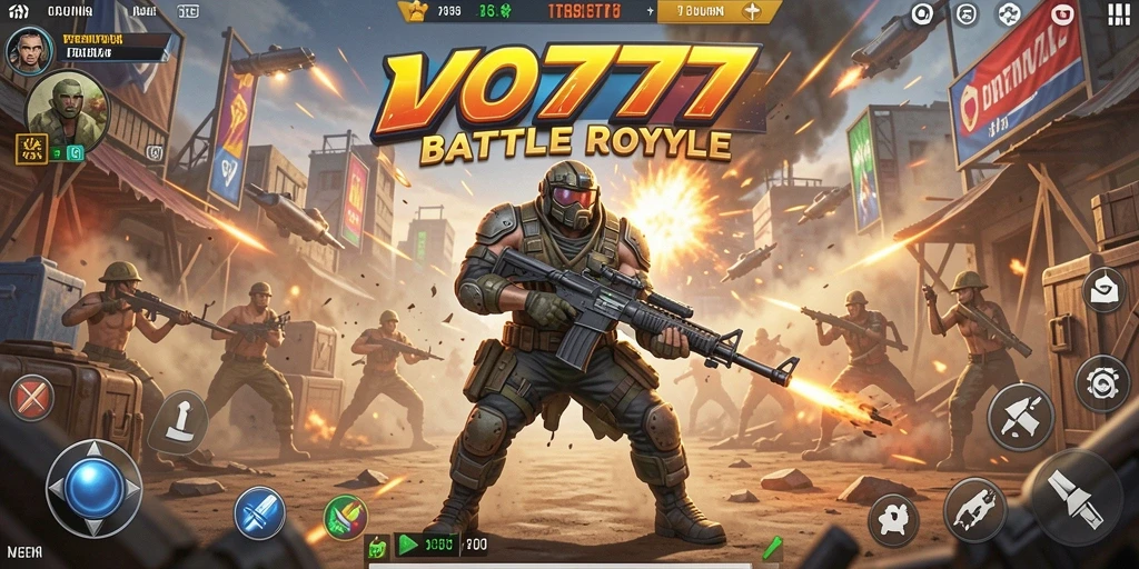 Tampilan action seru dalam gameplay Battle Royale VO777.